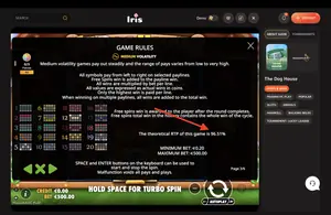The Dog House RTP 96.51% at IRIS — game rules screen