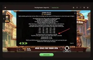 The Dog House Dog or Alive RTP 94.54% at Ritzo — game rules screen
