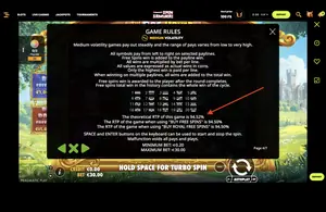 The Dog House Royal Hunt RTP 94.52% at Spin Samurai — game rules screen