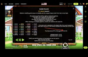 The Dog House RTP 95.51% at Spin Samurai — game rules screen